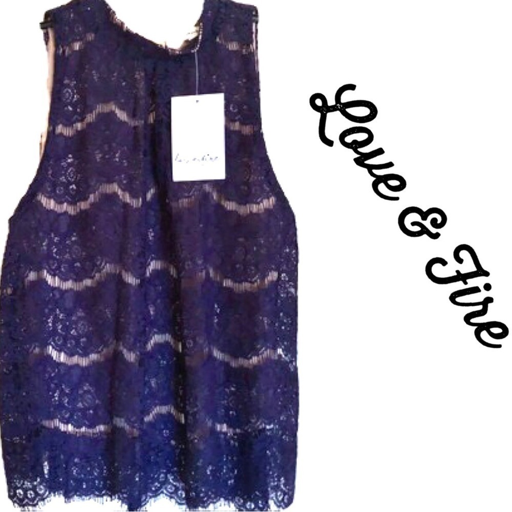 FULLY LINED 𝅺LOVE, Fire Blue Lace Sleeveless Top NWT - Picture 3 of 11